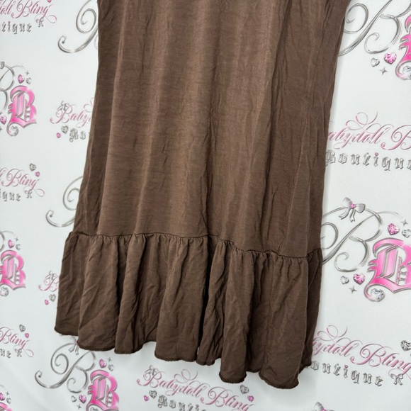 Venus cardigan tshirt style ruffle frilly tie up belted waist brown flowy comfy - Picture 4 of 12